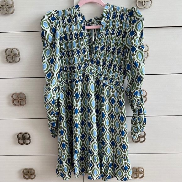 NWT By Anthropologie Long-Sleeve V-Neck Ruffle Mini Dress SIZE M - Picture 4 of 5